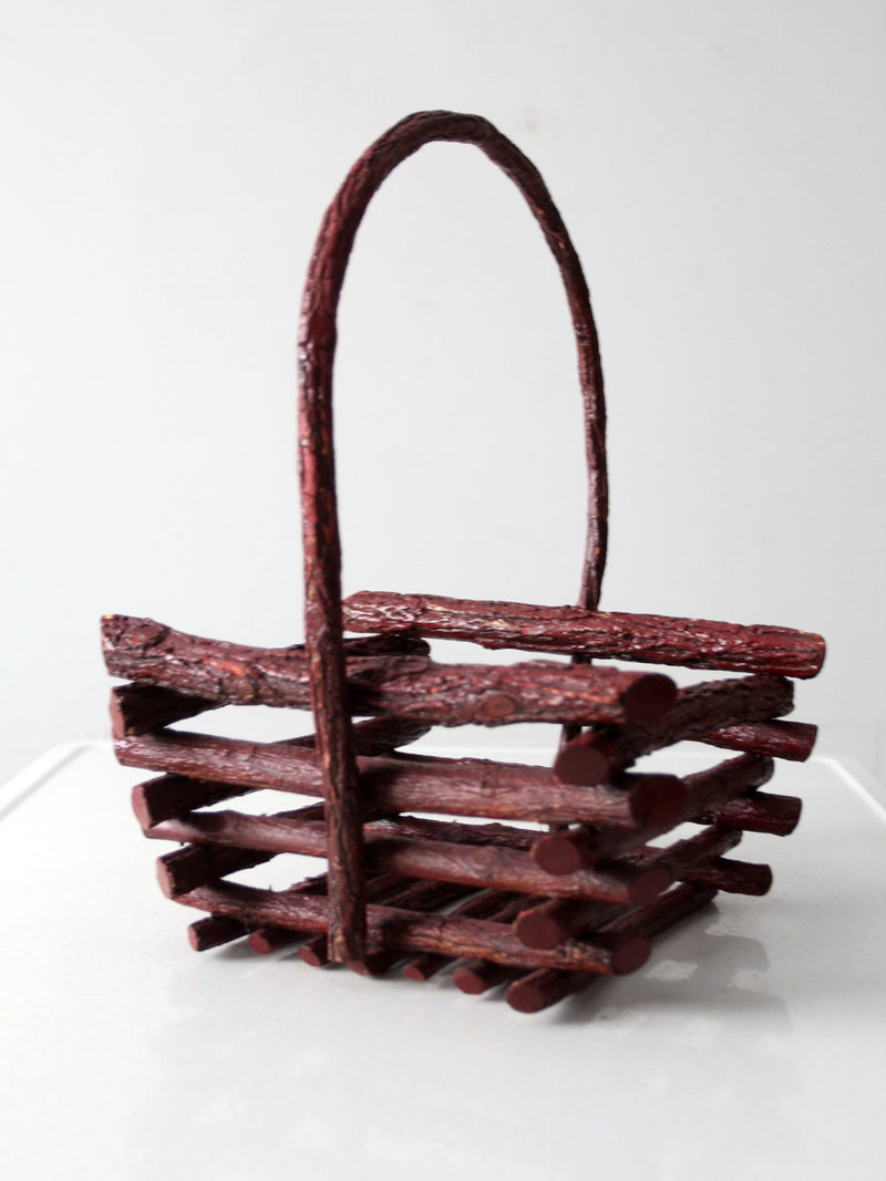 vintage rustic painted twig basket