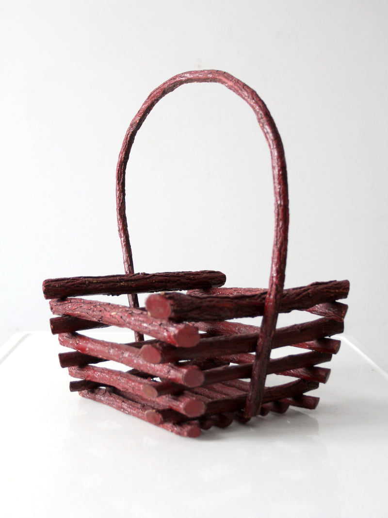 vintage rustic painted twig basket