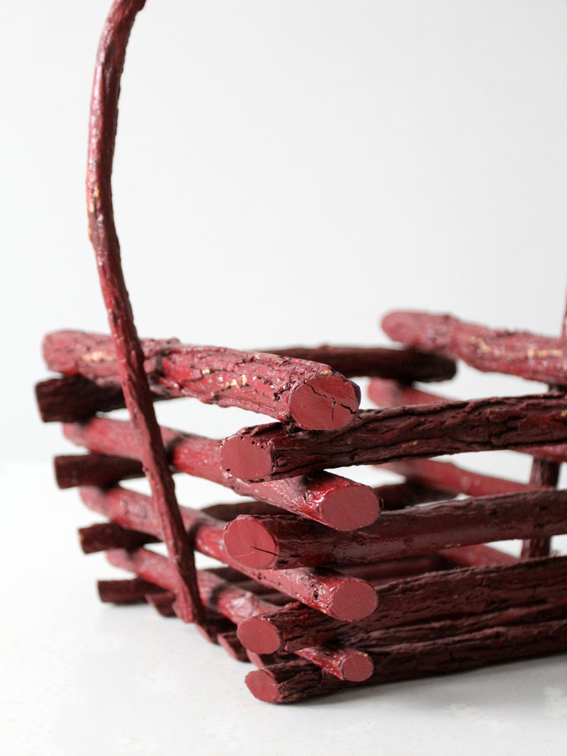 vintage rustic painted twig basket