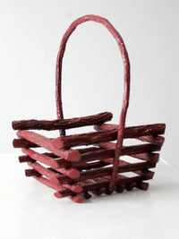 vintage rustic painted twig basket