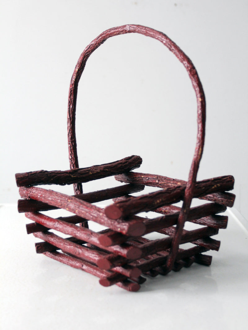 vintage rustic painted twig basket