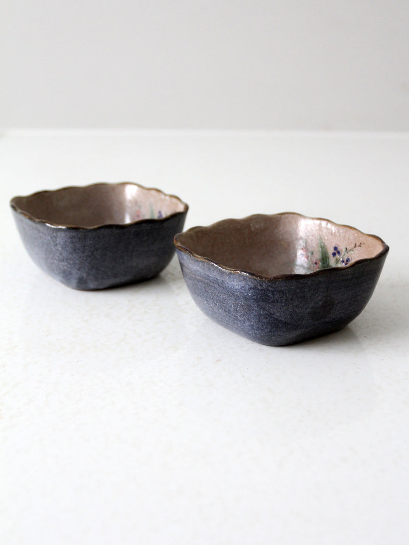 vintage studio pottery bowl pair