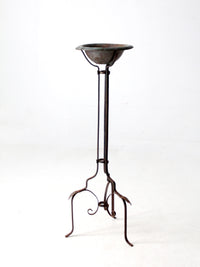 antique wrought iron plantstand with copper bowl