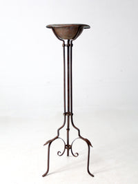 antique wrought iron plantstand with copper bowl