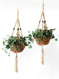 pair vintage macrame plant hangers