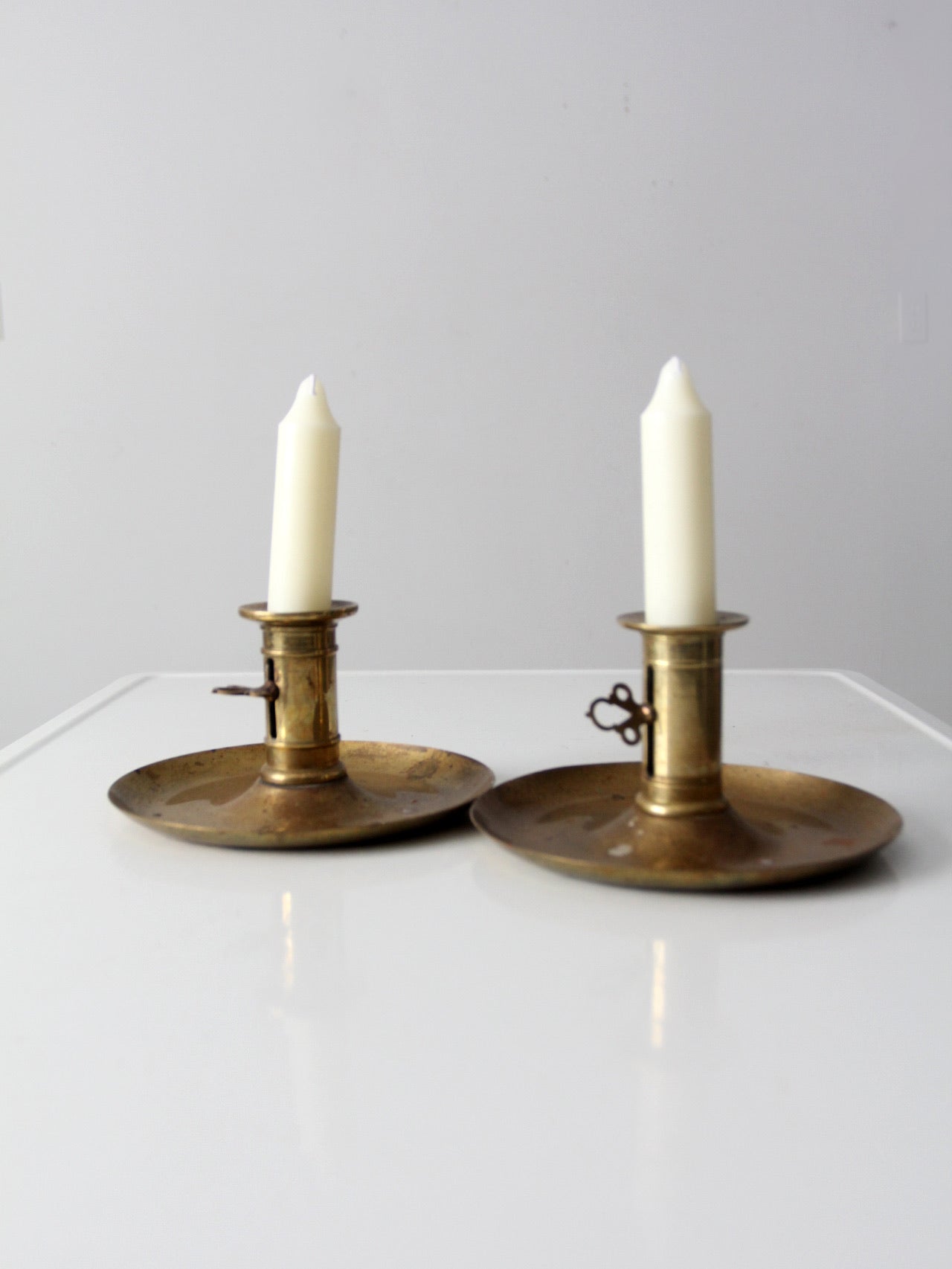 Vintage Brass Horn Candlestick, Solid Brass Candle Holder by