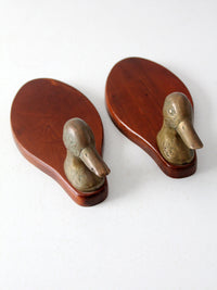 vintage brass duck valet trays pair