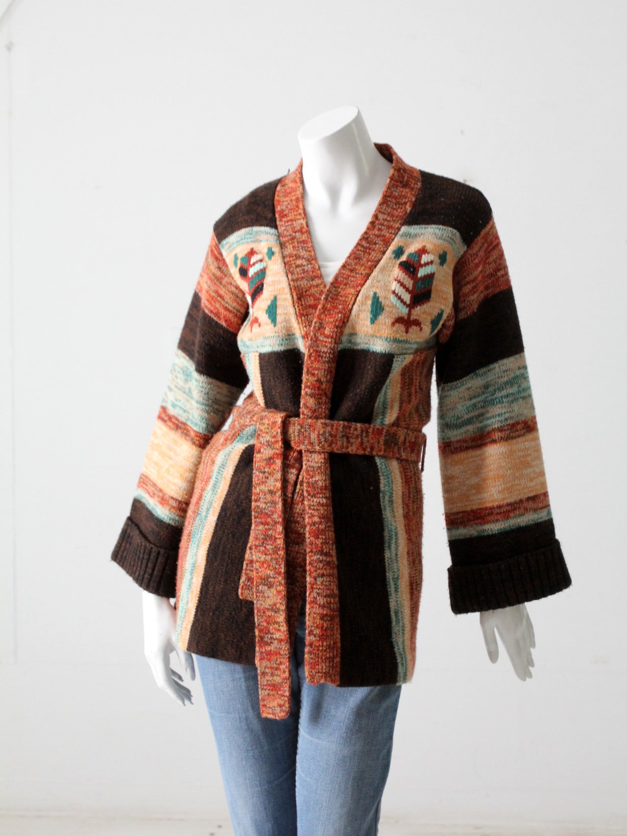 vintage 70s hippie wrap sweater