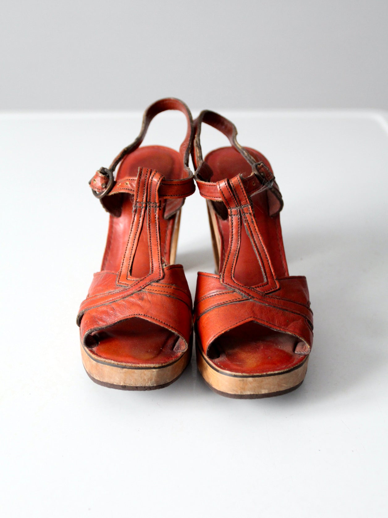 70s wooden heels hot sale