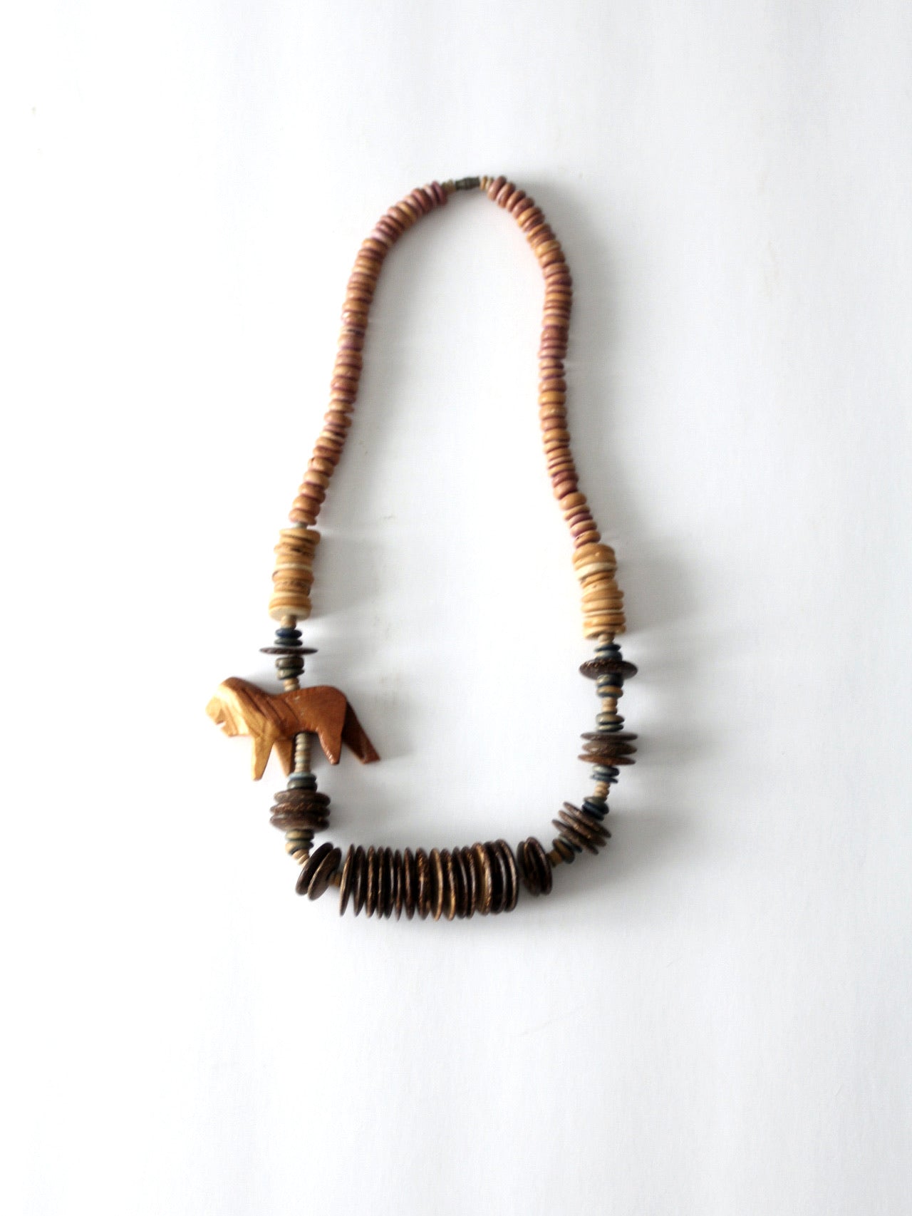 Wooden African Beads and Crystal Necklace - Folksy