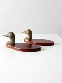 vintage brass duck valet trays pair