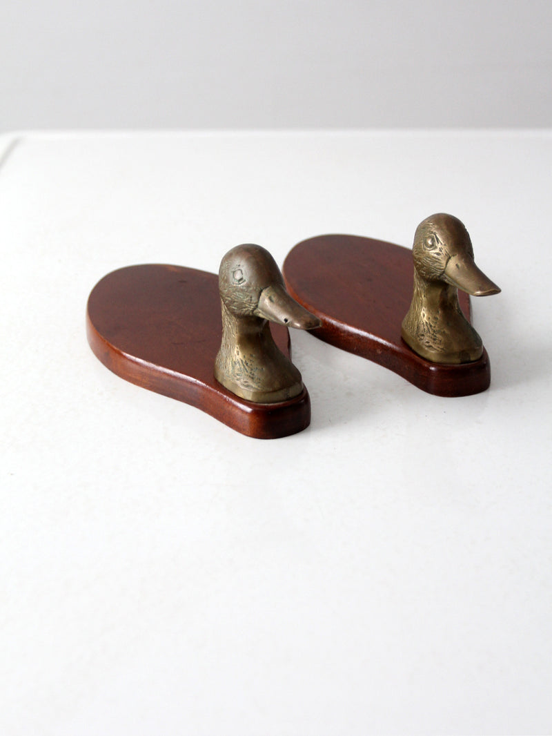 vintage brass duck valet trays pair