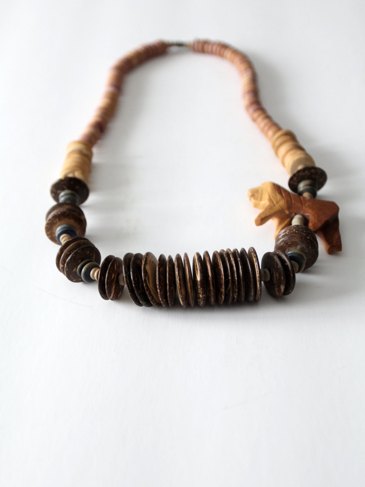 Vintage wooden bead necklace Nepal style pendant | Nepsera Collection