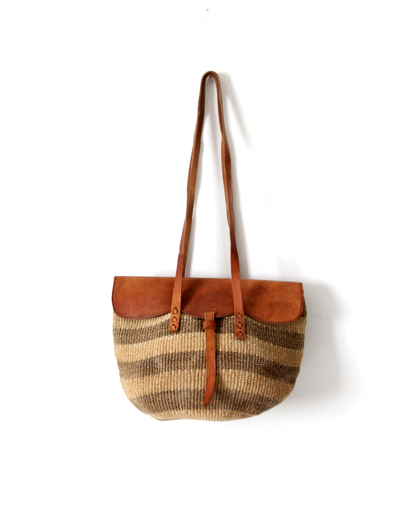 vintage woven stripe sisal bag