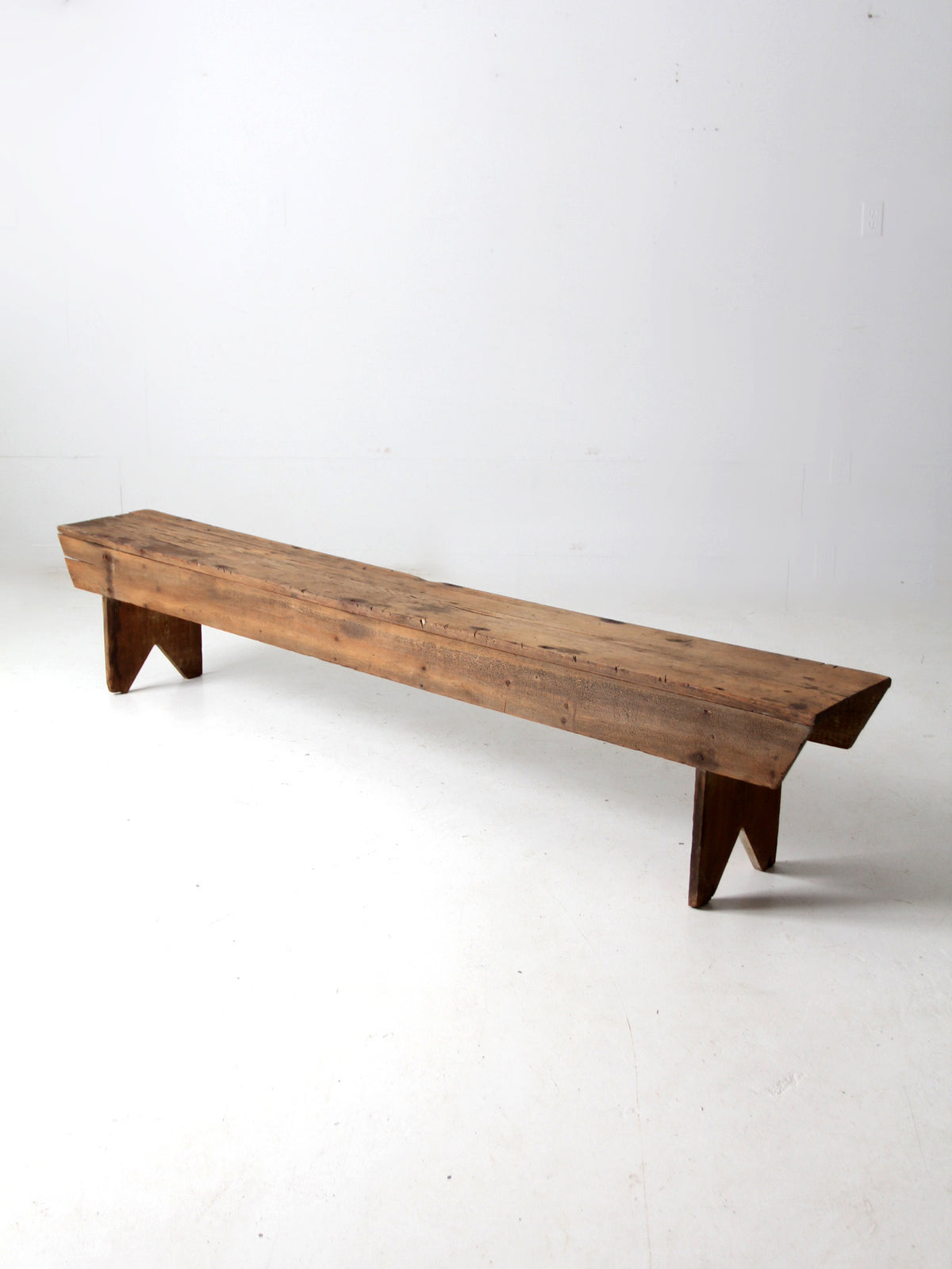 antique primitive wood bench 7ft – 86 Vintage