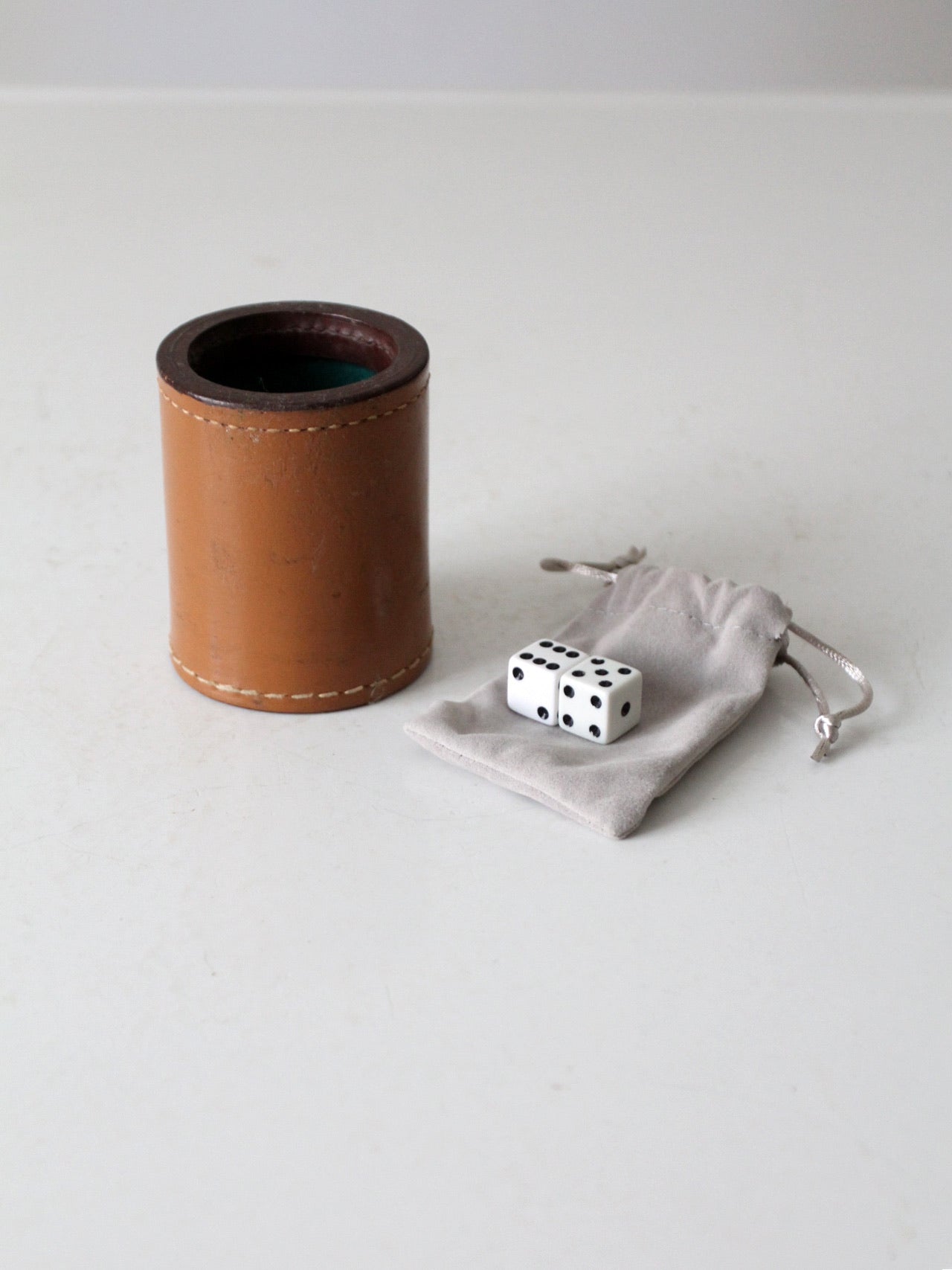 Vintage Leather hotsell Dice Cup Riu Hermanos Philippines Bislig Round Table 5 Dice