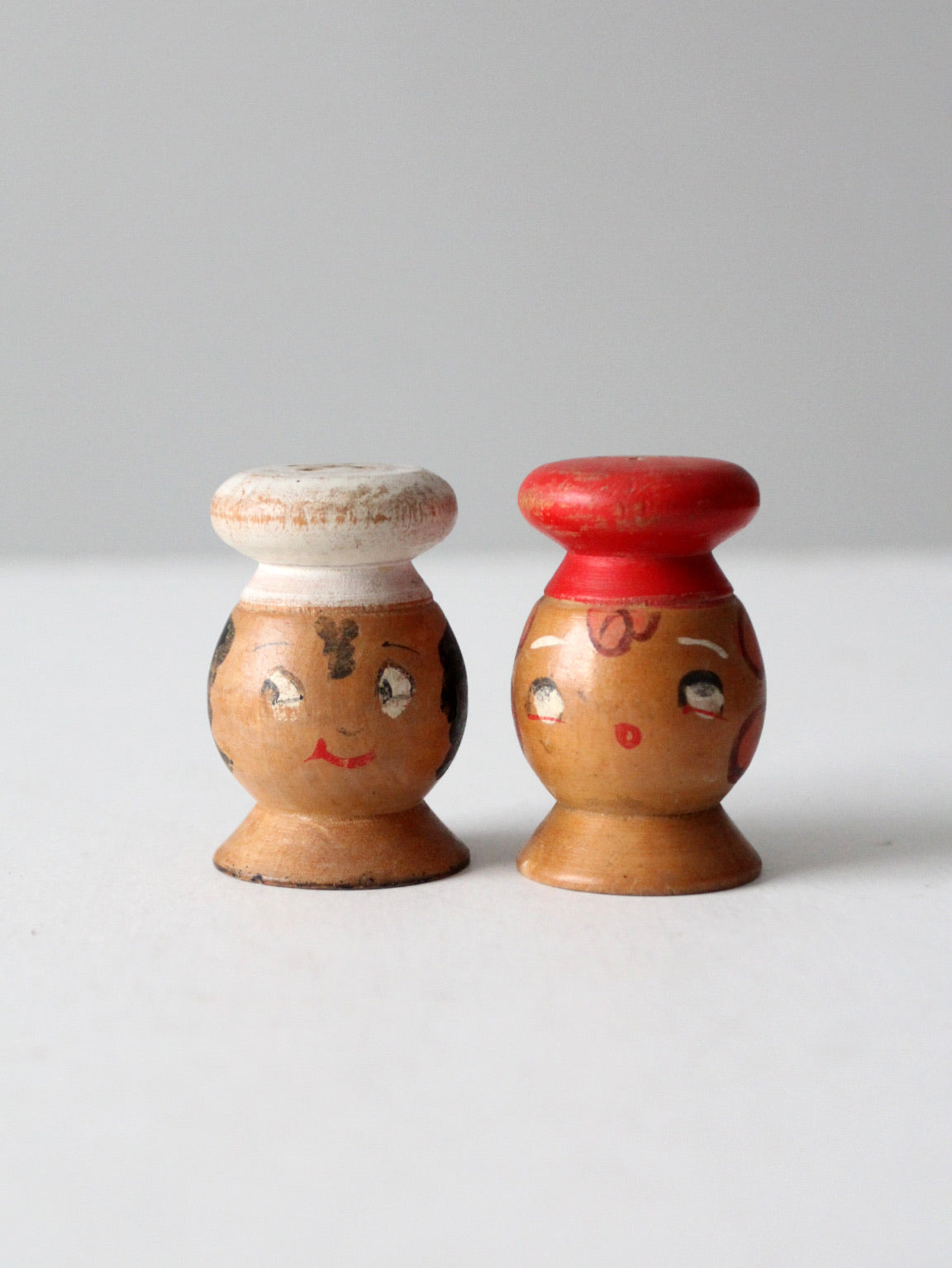 mid-century wood salt & pepper shaker set