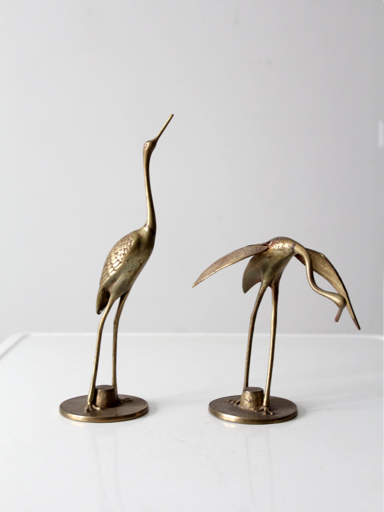 Vintage large brass pair of 2024 bird figures decor