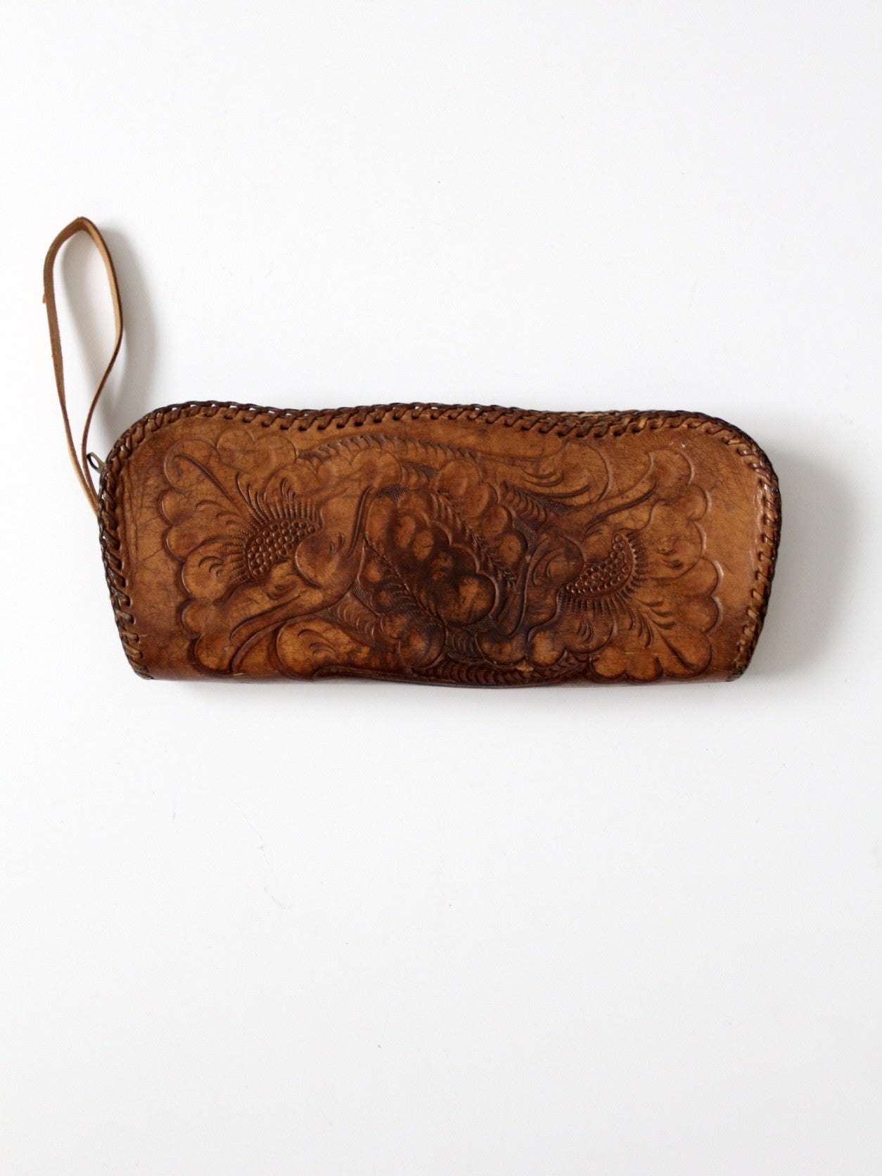 Vintage tooled cheap leather bag