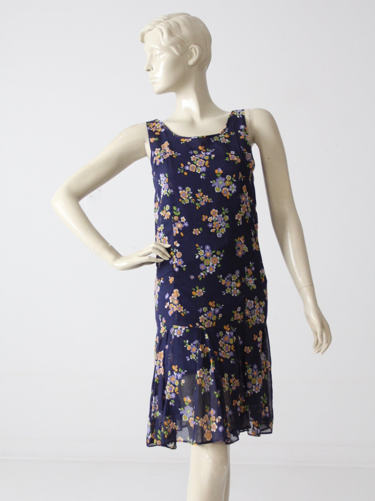 vintage 60s drop waist dress with floral print