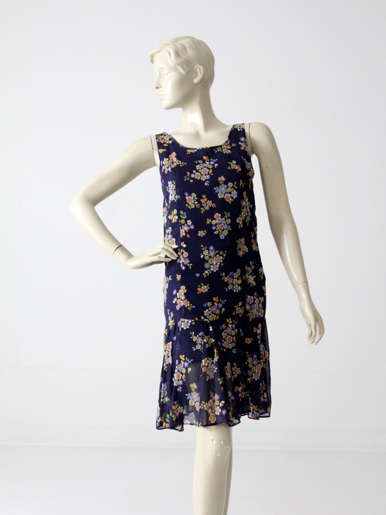 vintage 60s drop waist dress with floral print 86 Vintage