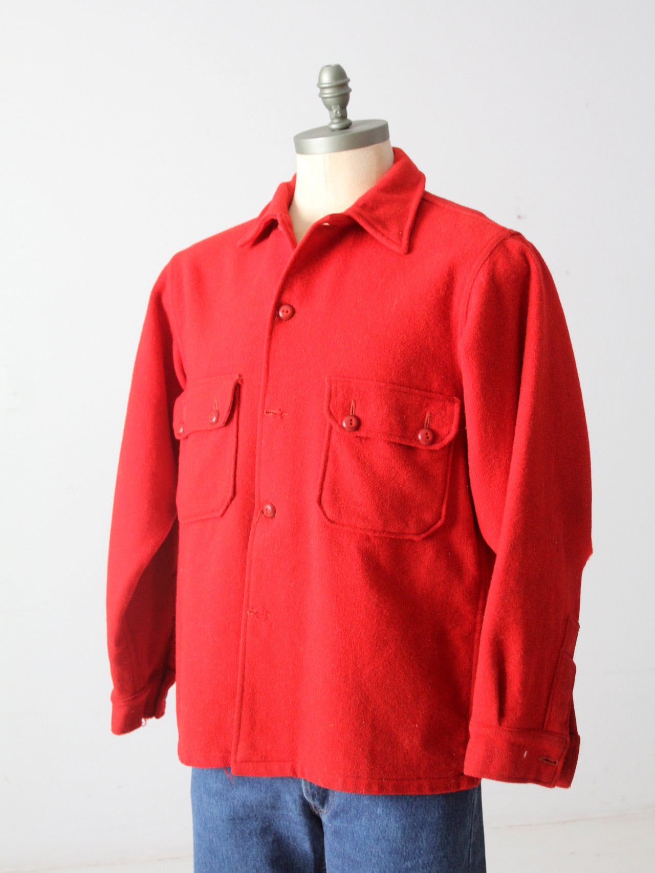 Vintage Boy Scouts of America hot Red Wool Chore Coat