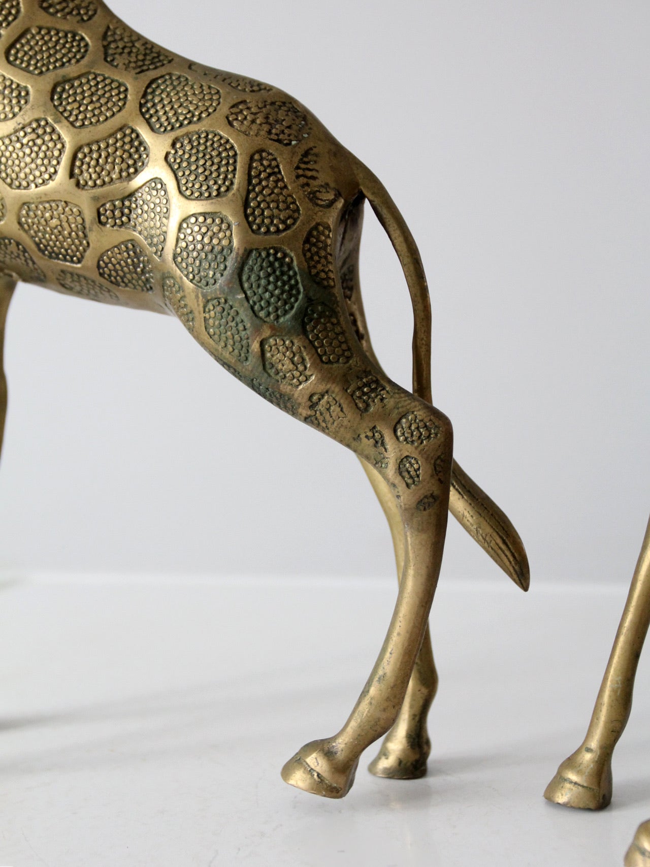 Midcentury Decor Brass Giraffe Statues, Brass Figurines, Brass