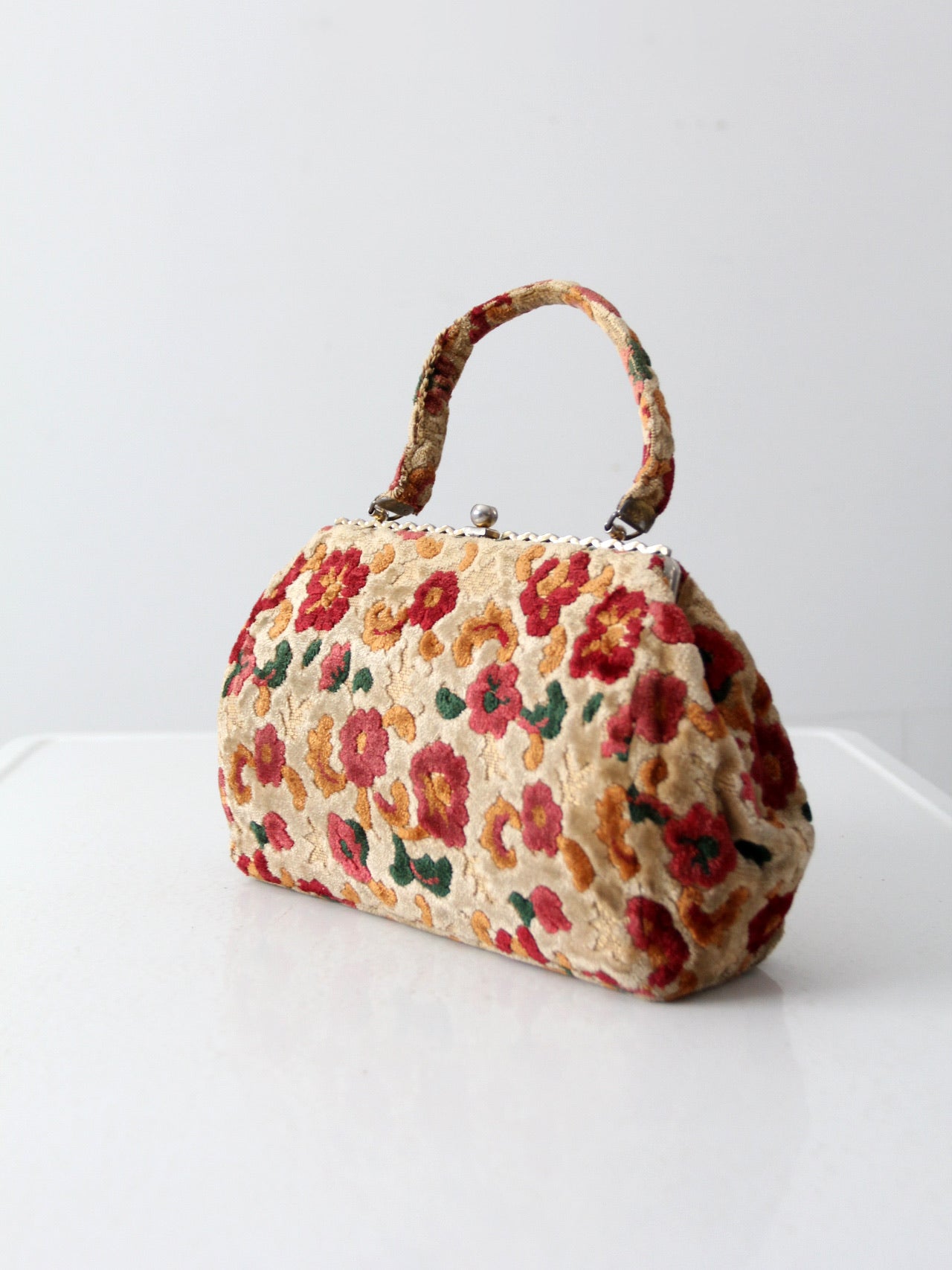 vintage 60's floral carpet bag