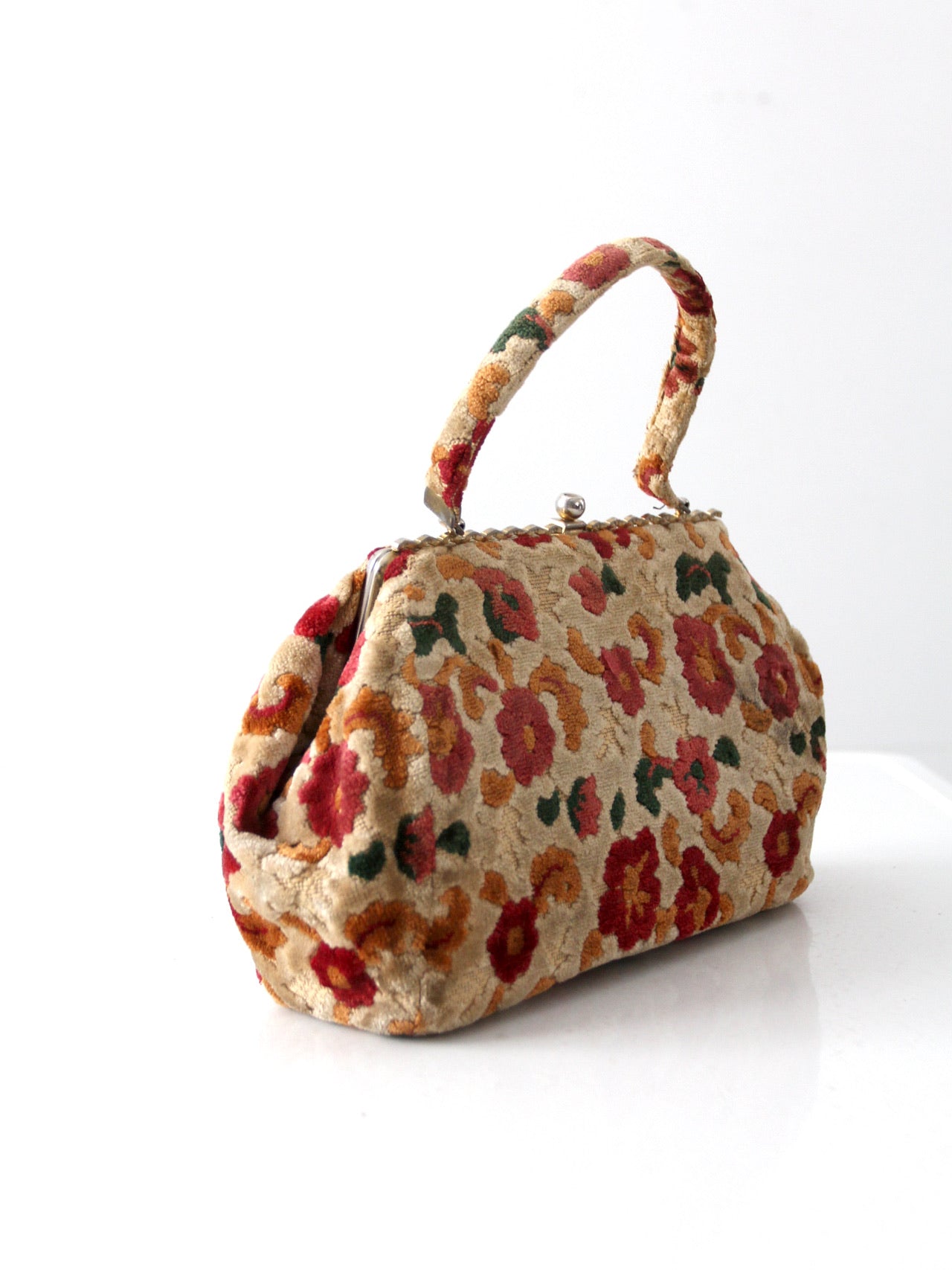 vintage 60 s floral carpet bag