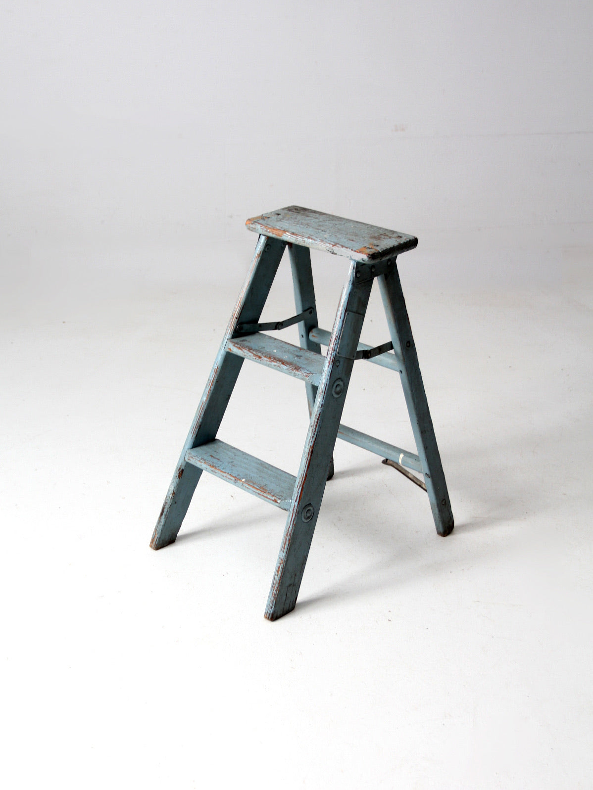 Vintage wood folding online step stool