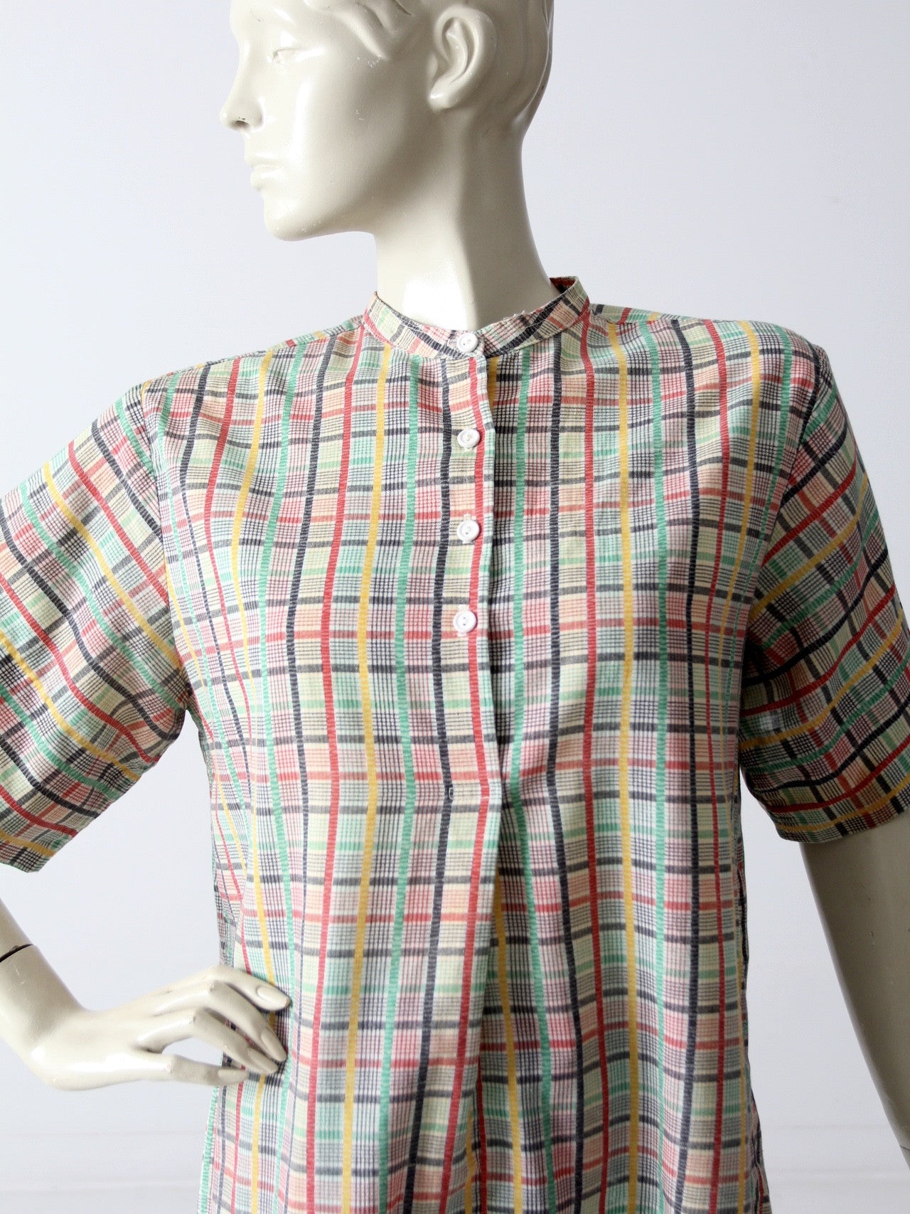 vintage 60s plaid henley shirt