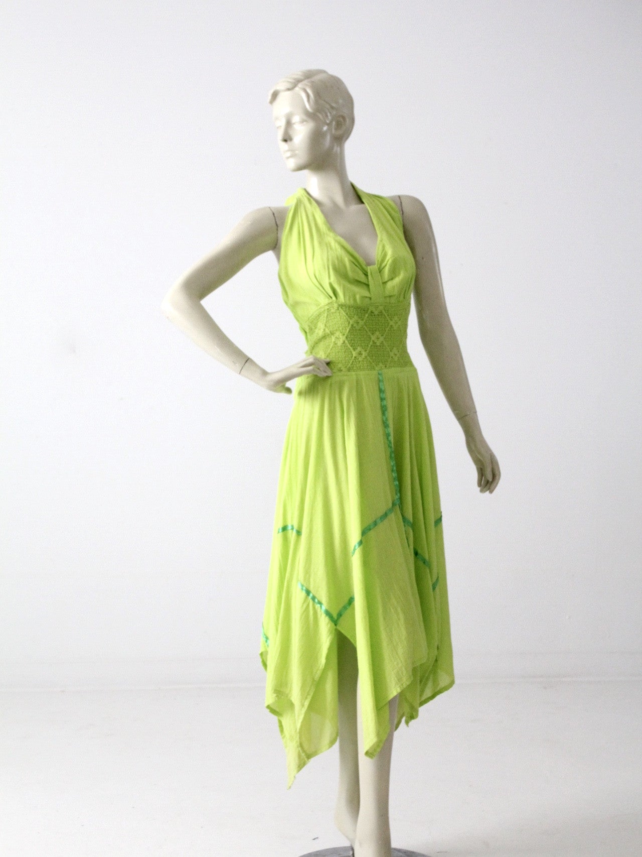 vintage 70s gauze halter dress 86 Vintage