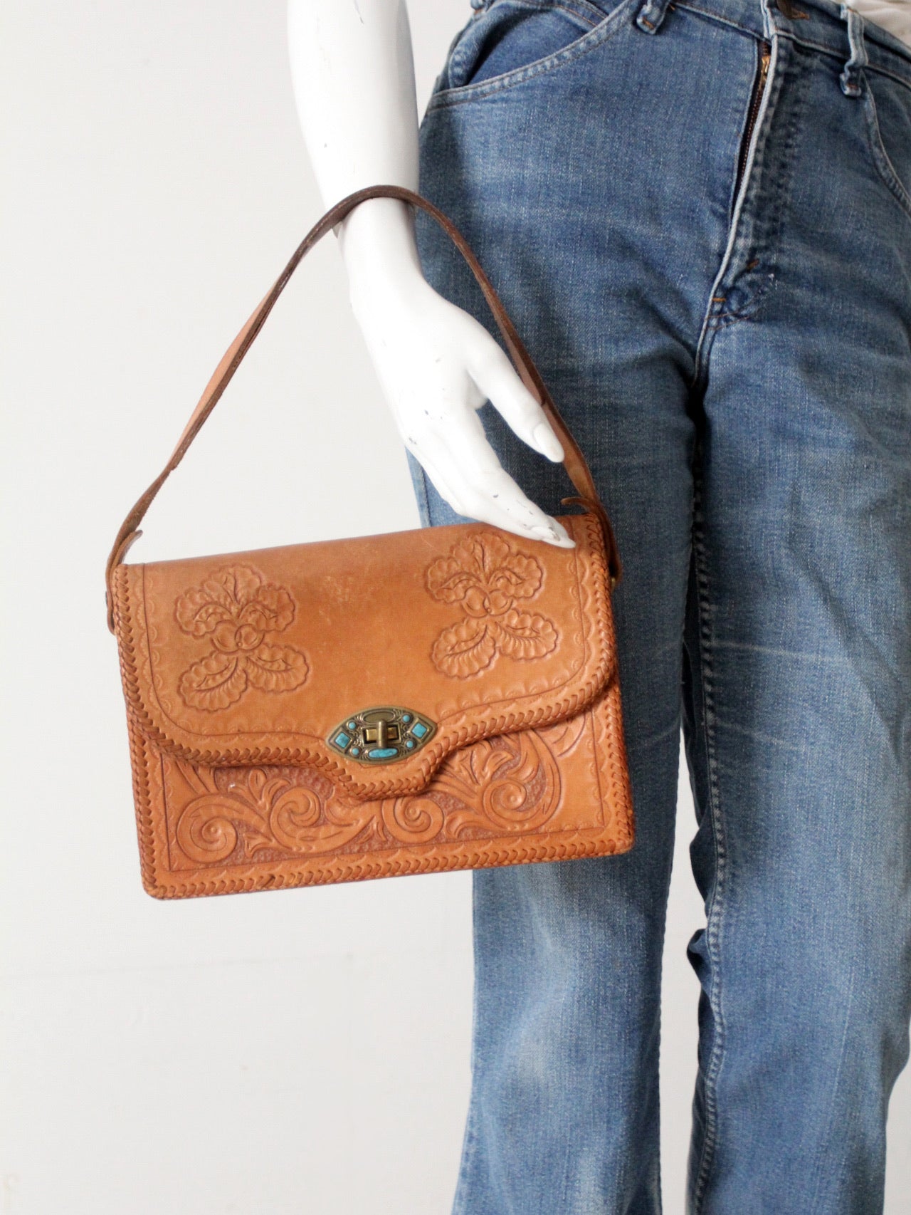 Buy Vintage Tooled Leather Shoulder Bag Online in India - Etsy