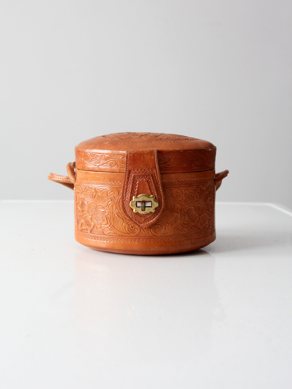 1950s Brown Tooled Leather order Purse | 50s Rust Brown Tooled Handbag