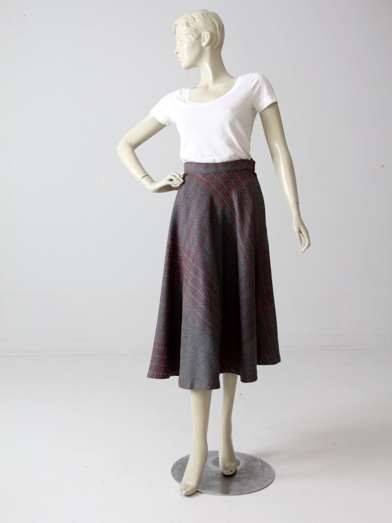 vintage 70s plaid wool skirt 86 Vintage