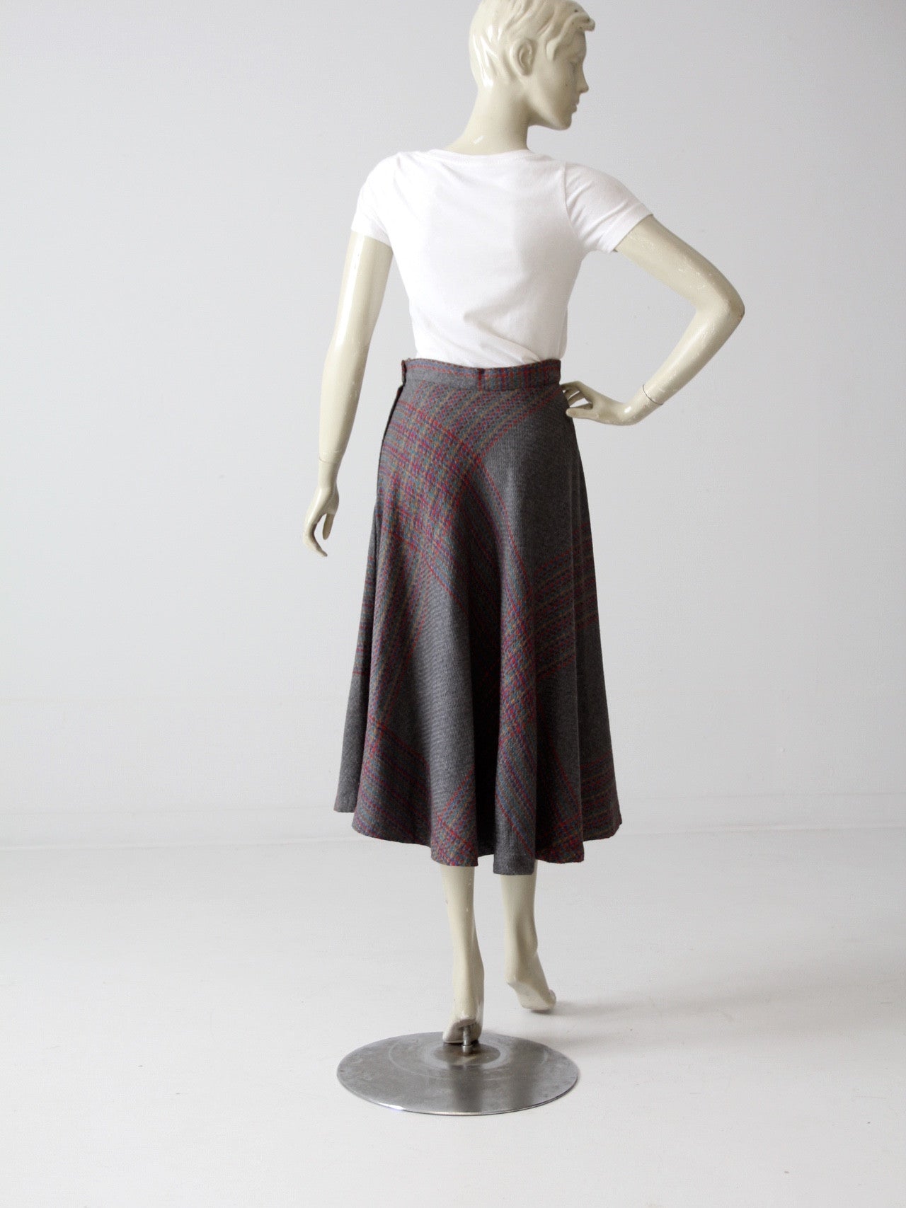 Vintage 70s Plaid Wool Skirt