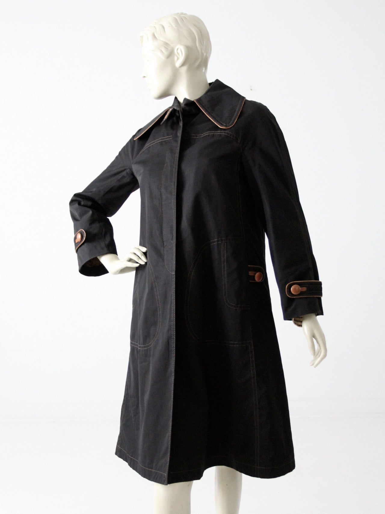 Vintage black trench on sale coat