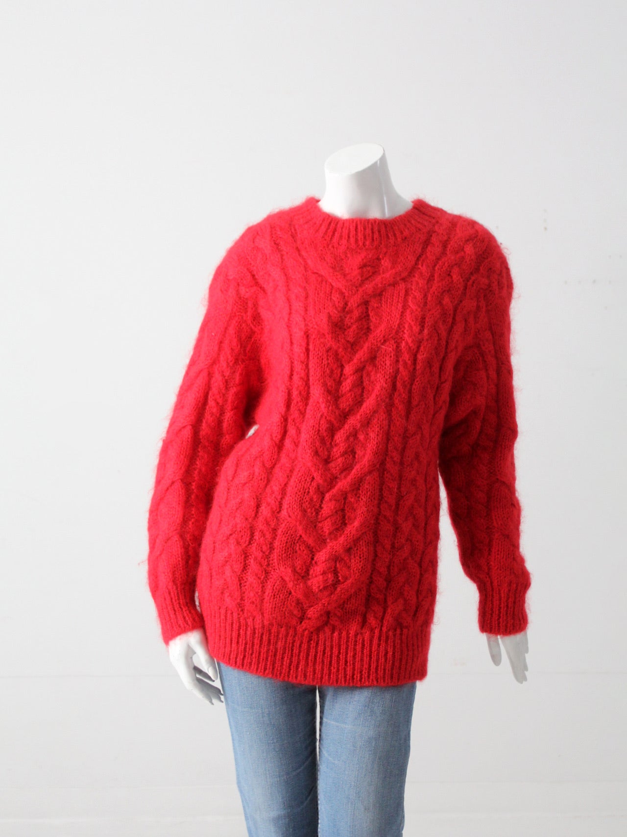 vintage mohair cable knit red sweater – 86 Vintage