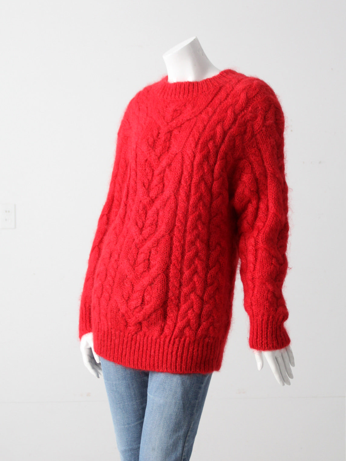 vintage mohair cable knitting sweater