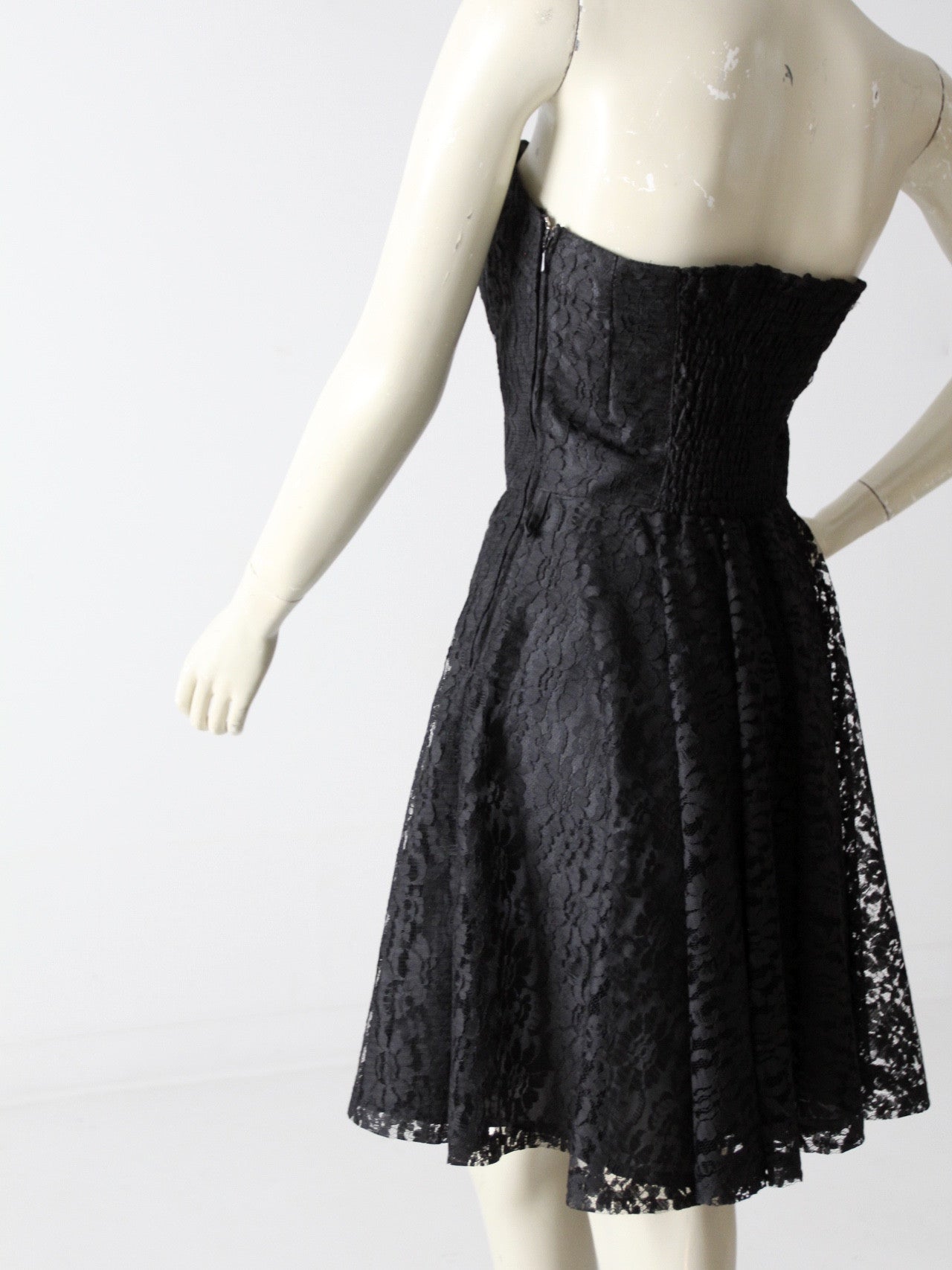 Vintage 80s Lace Dress, Sleeveless, store Ruffled 80s Tight mini Black