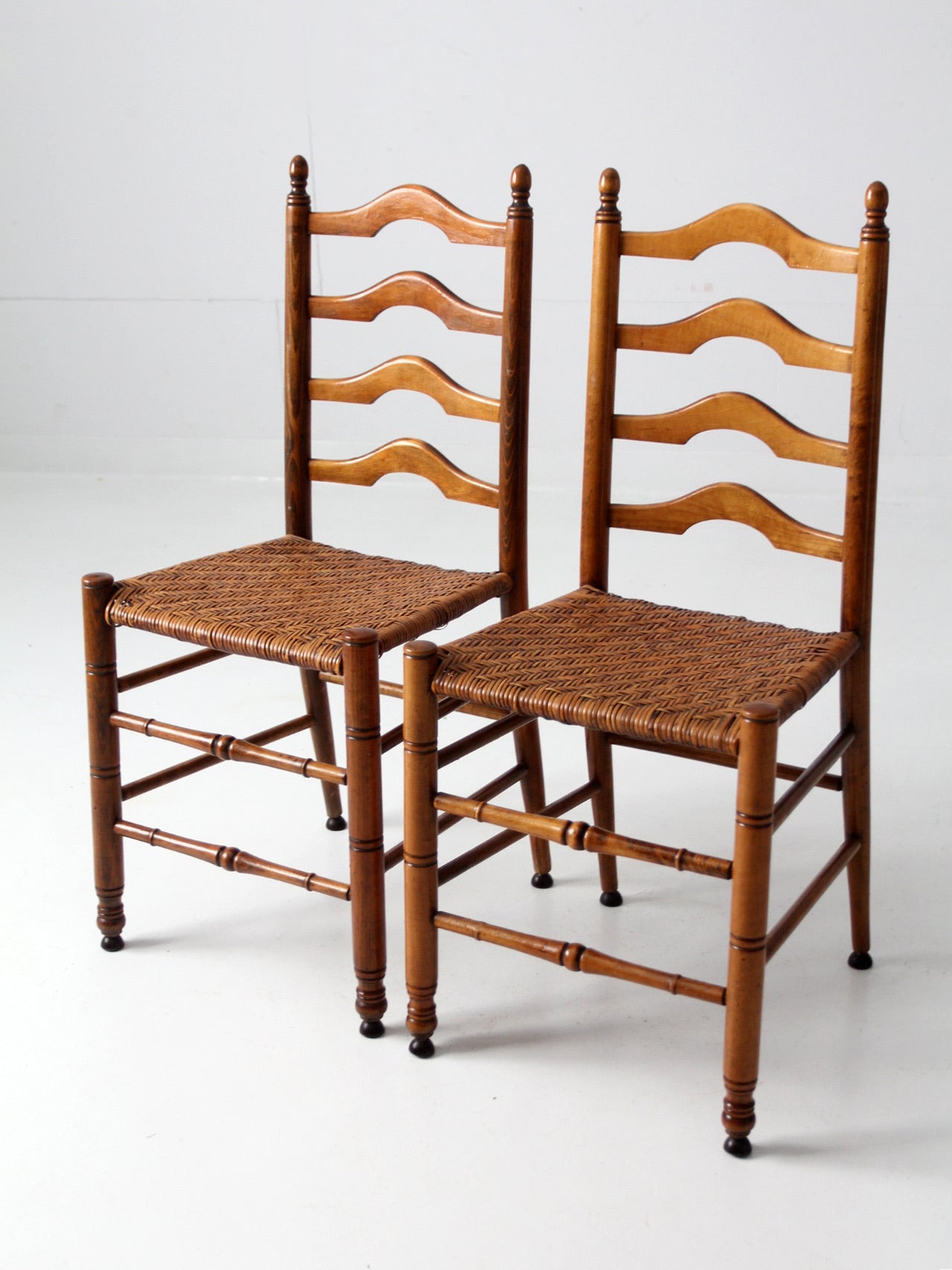 Antique ladder back chairs with woven seats hot sale