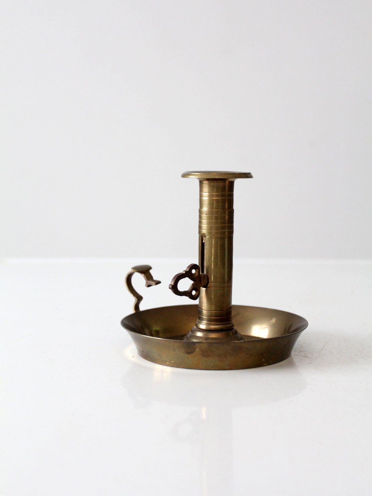 Antique Brass Push - Up Adjustable Chamberstick/candle Holder Metalware  photo
