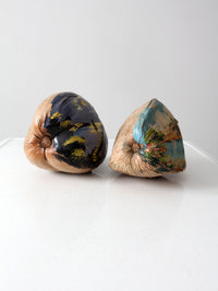 vintage hand painted coconuts Florida souvenir pair