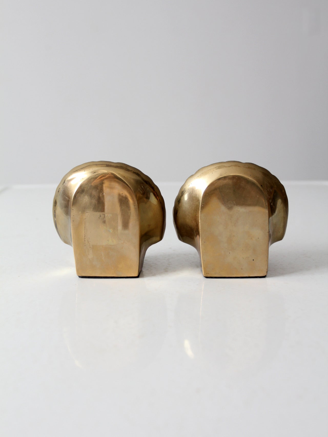 Vintage 80s Brass Seashell Bookends Beach Tropical Deco