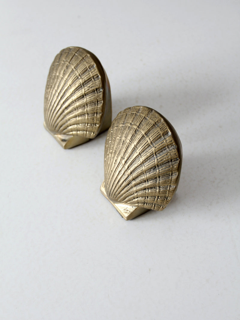 mid-century brass seashell bookends pair – 86 Vintage