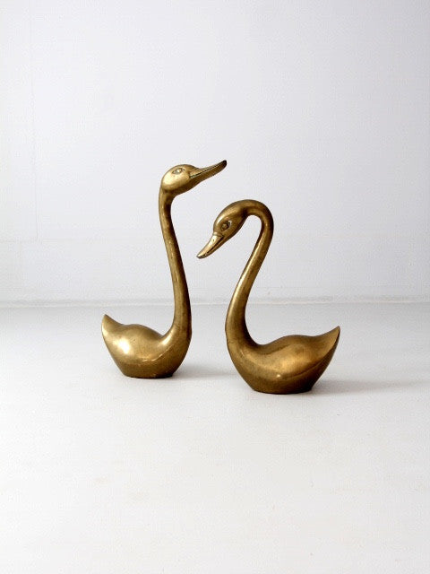 Vintage brass swan figurines 60s Mid newest Century modern