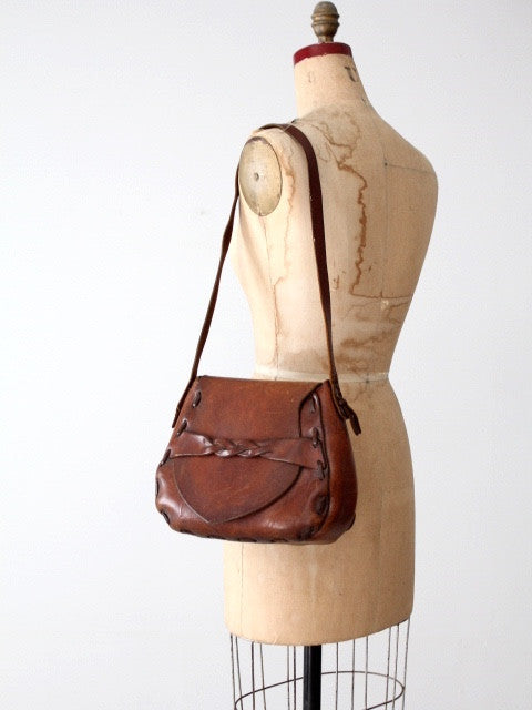 vintage 60s hippie leather handbag 86 Vintage