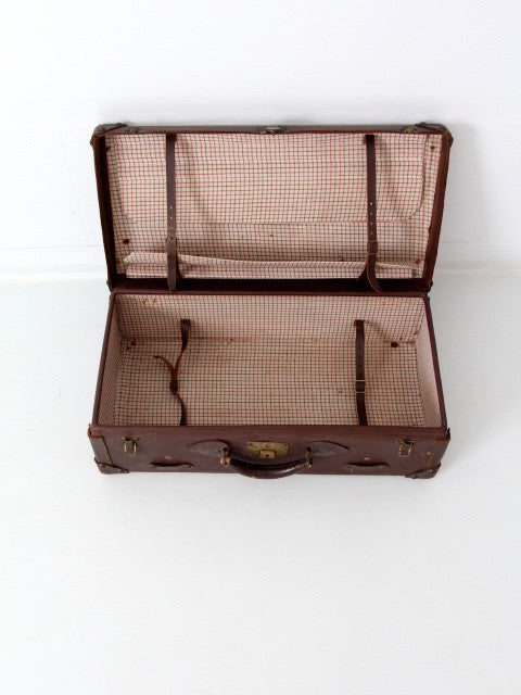 Vintage Brown Leather Suitcase / Vintage Leather Suitcase / 