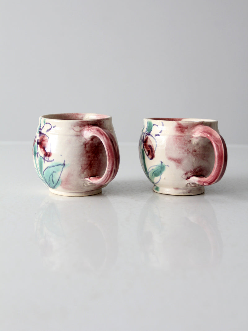 vintage studio pottery mugs pair