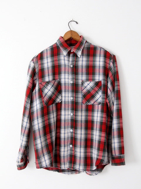 直売本物珍配色 70s OLD BIG MAC Plaid Flannel Shirt ビッグマック フランネル シャツ ネルシャツ シャドー オンブレ オープンカラー チェック Mサイズ